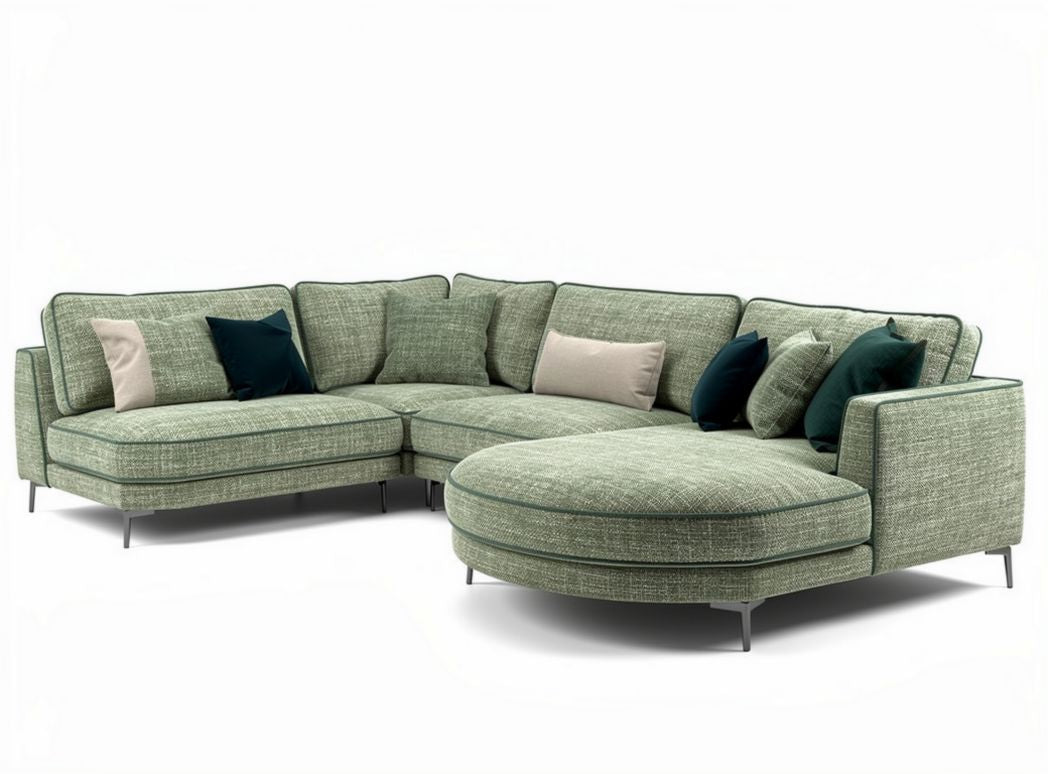 Sofa narożna z tkaniny w kolorze zielonym 320 x 180 x 85cm