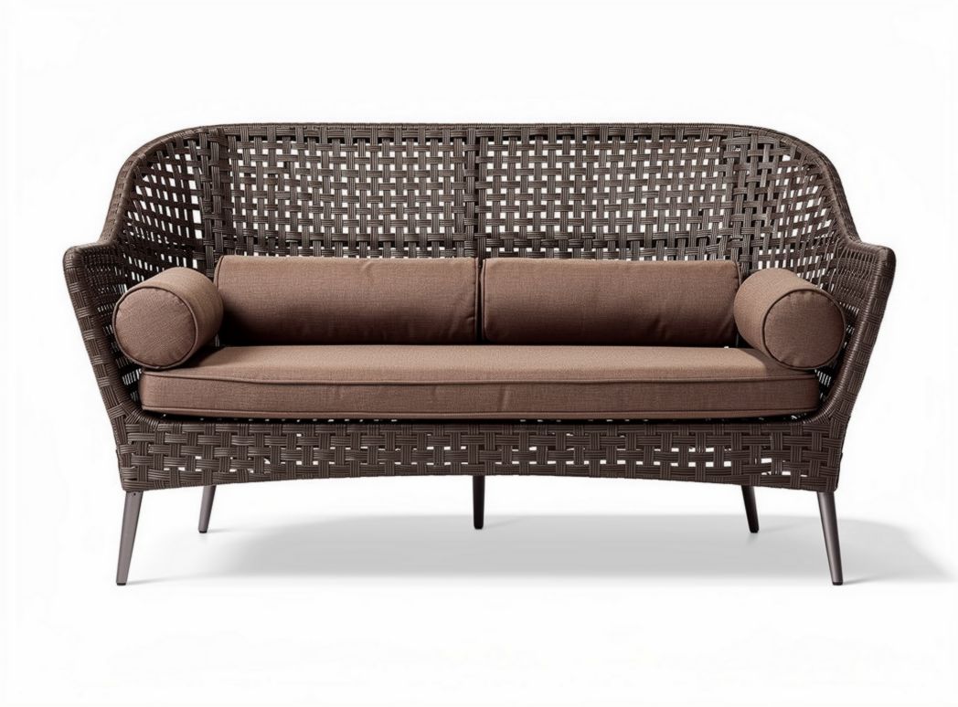 Sofa ogrodowa z rattanu w kolorze brązowym 150 x 70 x 80cm